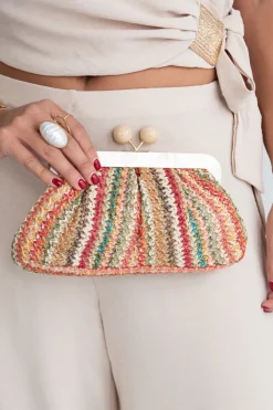 Cartera Clutch Raffia Colores