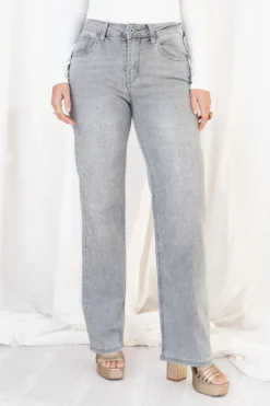 Pantalón Jean Gris Pedrería