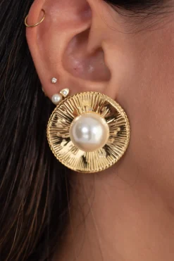 Pendientes Botón Perla