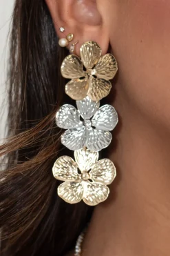 Pendientes Flores Silver and Gold