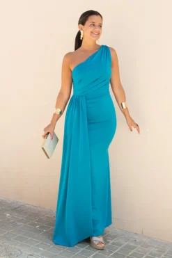 Vestido Asimétrico Lycra con Tira Larga