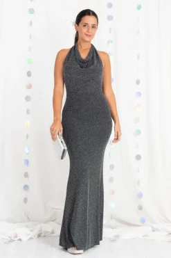 Vestido Cascada Ceñido Lurex