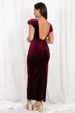 Vestido Midi Cutout Hombreras Velvet