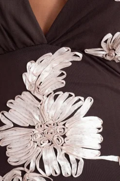 Vestido Tulle Bordado Flores